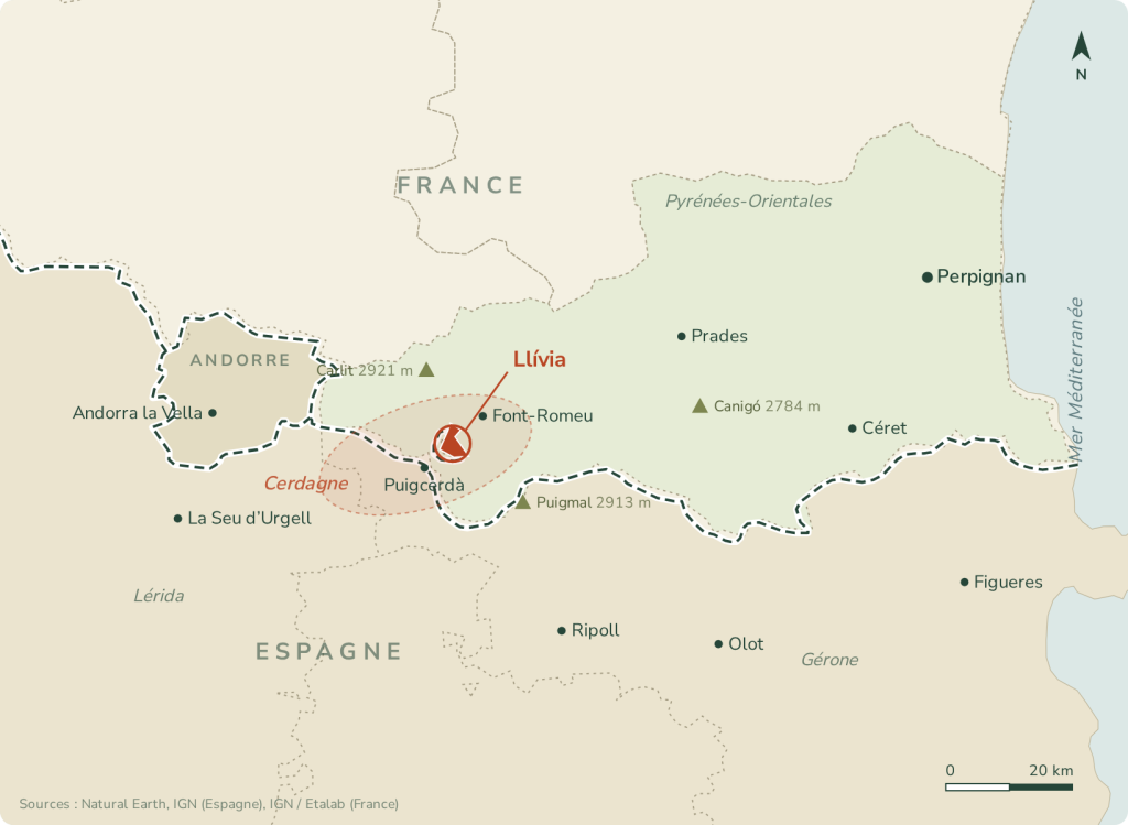 Carte des Pyrénées-Orientales et de la Cerdagne, avec Llívia